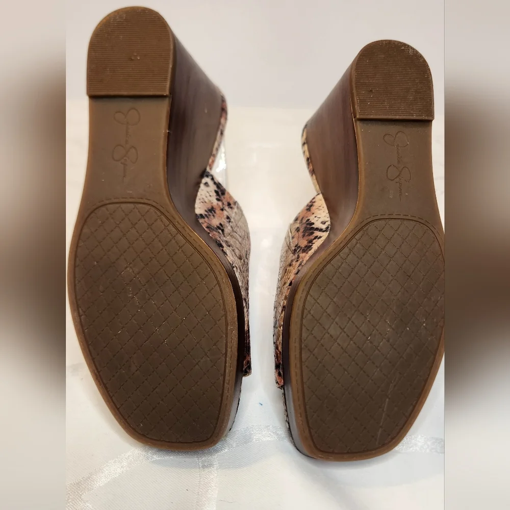 Jessica Simpson Sheyna Snake Print Wedge Sandals Multi Color Size 6